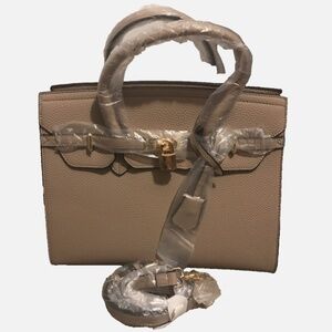 Crossbody Satchel Bag Taupe/Tan/Sand with Gold Hardware NEW